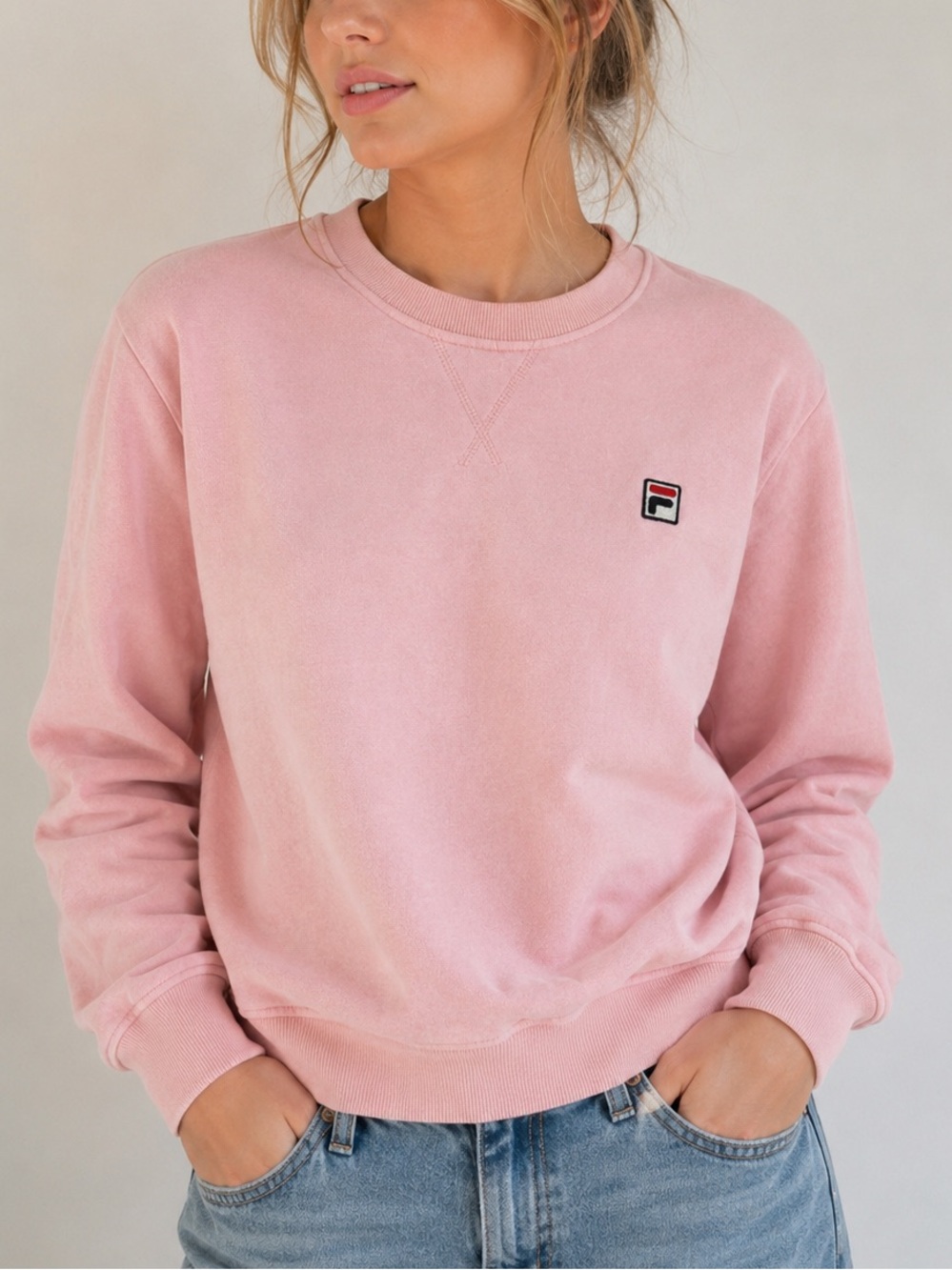 FILA Women’s Pink Logo Crewneck Sweatshirt Pullover Size M